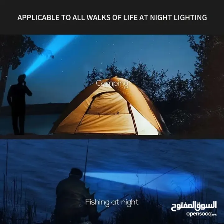 مصباح رأس LED مع بطارية قابلة لإعادة الشحن عبر USB،