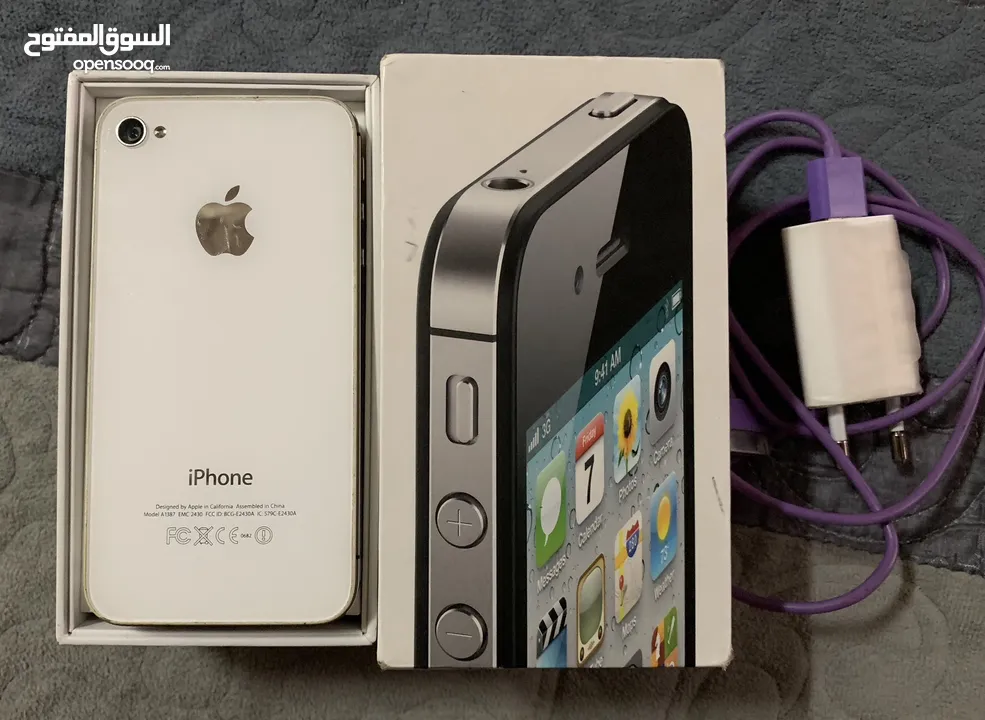 هاتف iphone 4s 16GB كامل بالكارتونة والشاحن