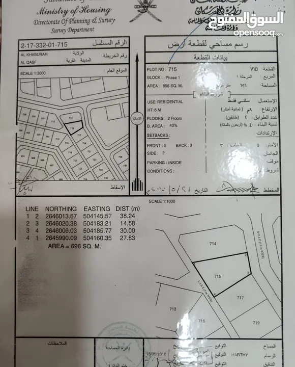 خط أول شارع قار سكني و سكني تجاري وصناعي للبيع البريك و القصف و السرحات