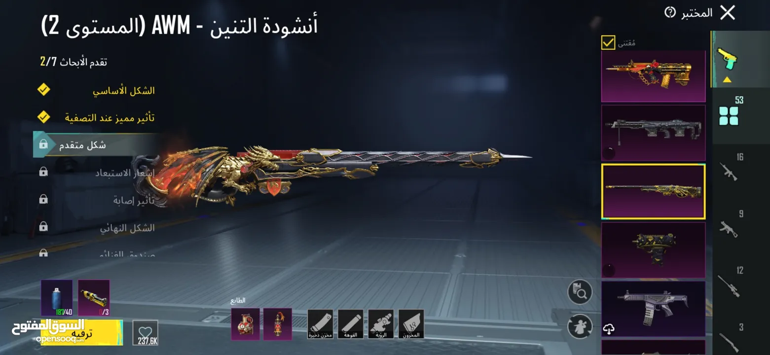 حساب ببجي نادر جدآ جميع مميائات + اسحلة كل لبسة ممياء وهناك كثير من بكجات مثل بكج سيارات