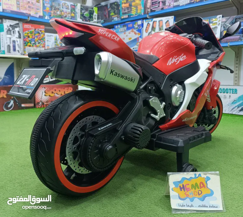 موتوسيكل kawasaki لاطفال لون احمر مميز