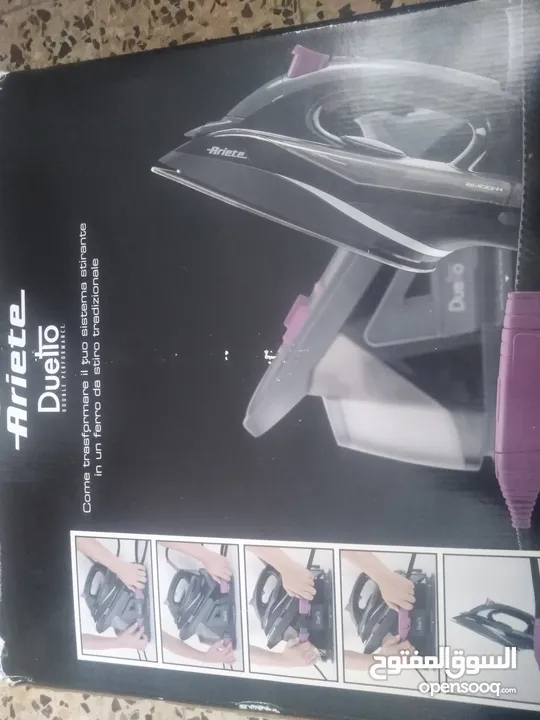 مكوا بخار من نوعيه ARIETE نضيف مش مستعمل جديد 2400W بوخذ لتر ماء اللون اسود وزهري