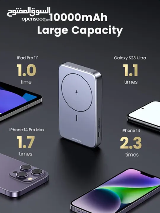 باور بانك يوجرين UGREEN POWER BANK  شحن لاسلكي مغناطيسي سريع مع حامل قابل للطي