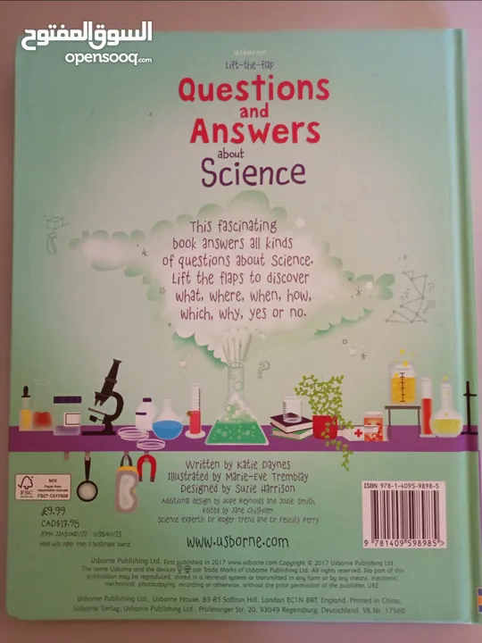 Questions and answers flap book about science for kids by Usborne.