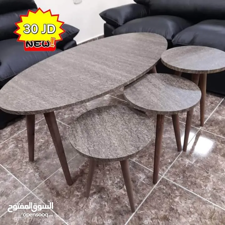 طاولات وسط وسيرفس متوفره  بعدة أشكال متنوعه منها مدور ومستطيل ومربع واحجام مختلفه وعده قياسات