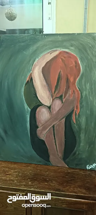 عده لوحات كانفس ألوان الأكليرك احجام  45سم  في 50سم لعشاق الرسم