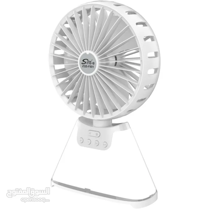 ZQS-F801 3 Blades Bluetooth Speaker مروحة مع سماعة صوت روعة 3 سرعات واضاءة ليلية