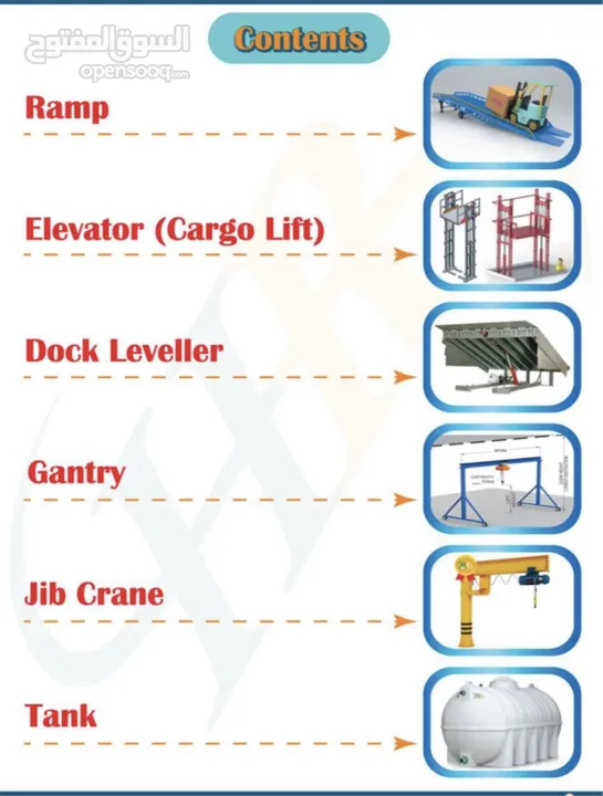 Equipments , Ramp , Elevator cargo lift ,Dock leveler ,Gantry ,jib Crane