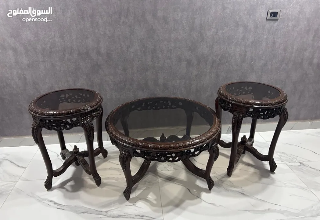 Round table and two side tables