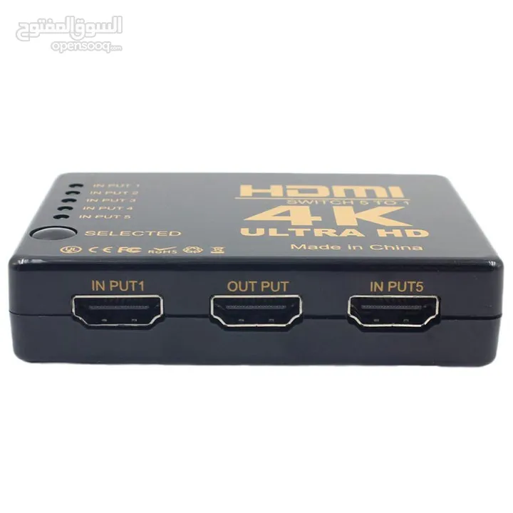 4k HDMI Switcher with ir Remote control-5 port سويتج فور كيه مع ريموت 5 مداخل