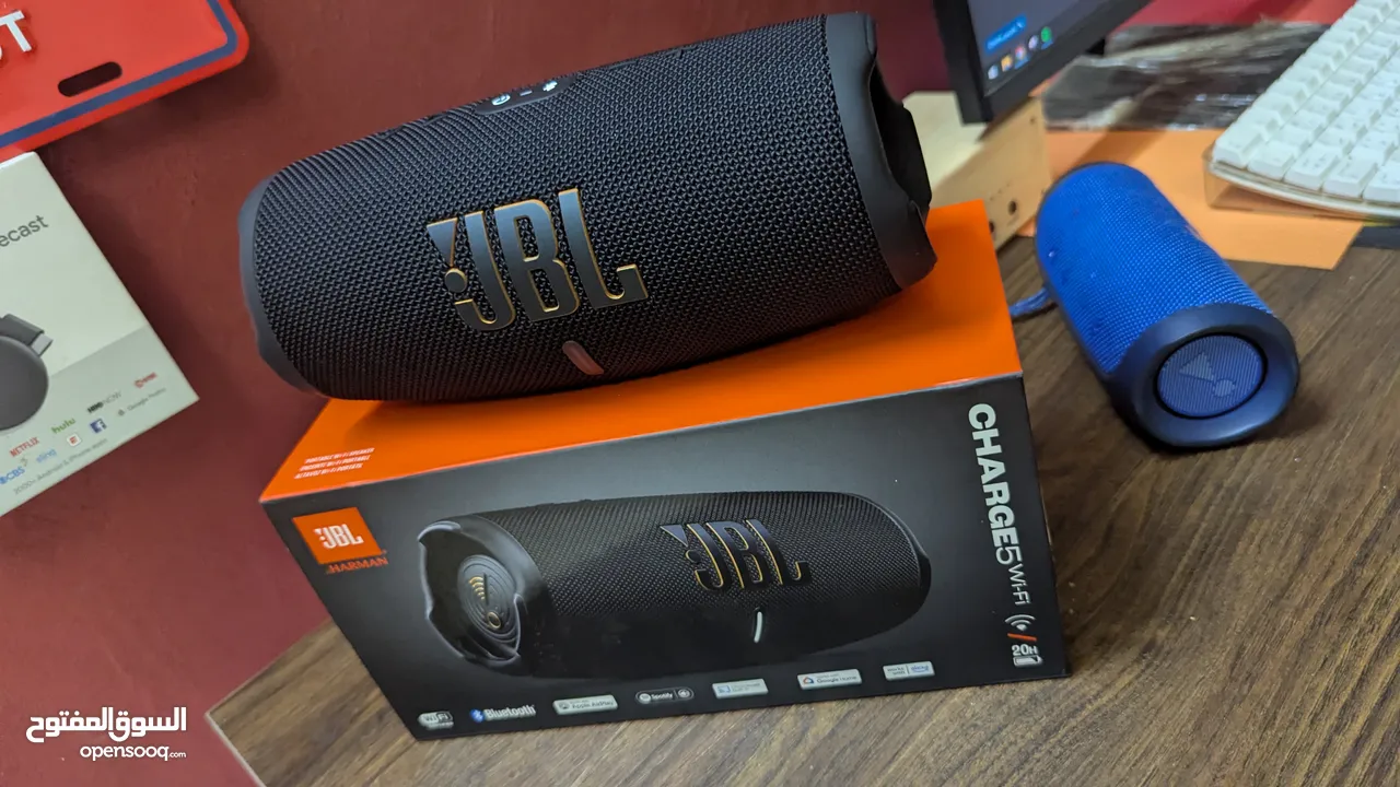 JBL Charge 5 Wi-Fi جديدا استعمل تجربه فقط النسخة الجديدا صوت JBL الأصلي الجريء مع صوت جهير عميق