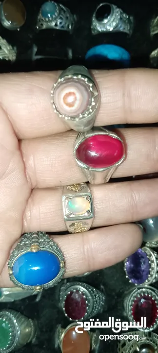 خواتم فضة مرصعة بأحجار كريمه اصليه