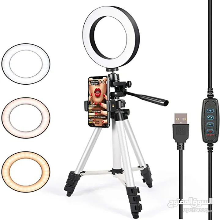 Selfie Ring XWJ-1806 Light With Tripod stand حامل هاتف ثلاثي للتصوير الذاتي