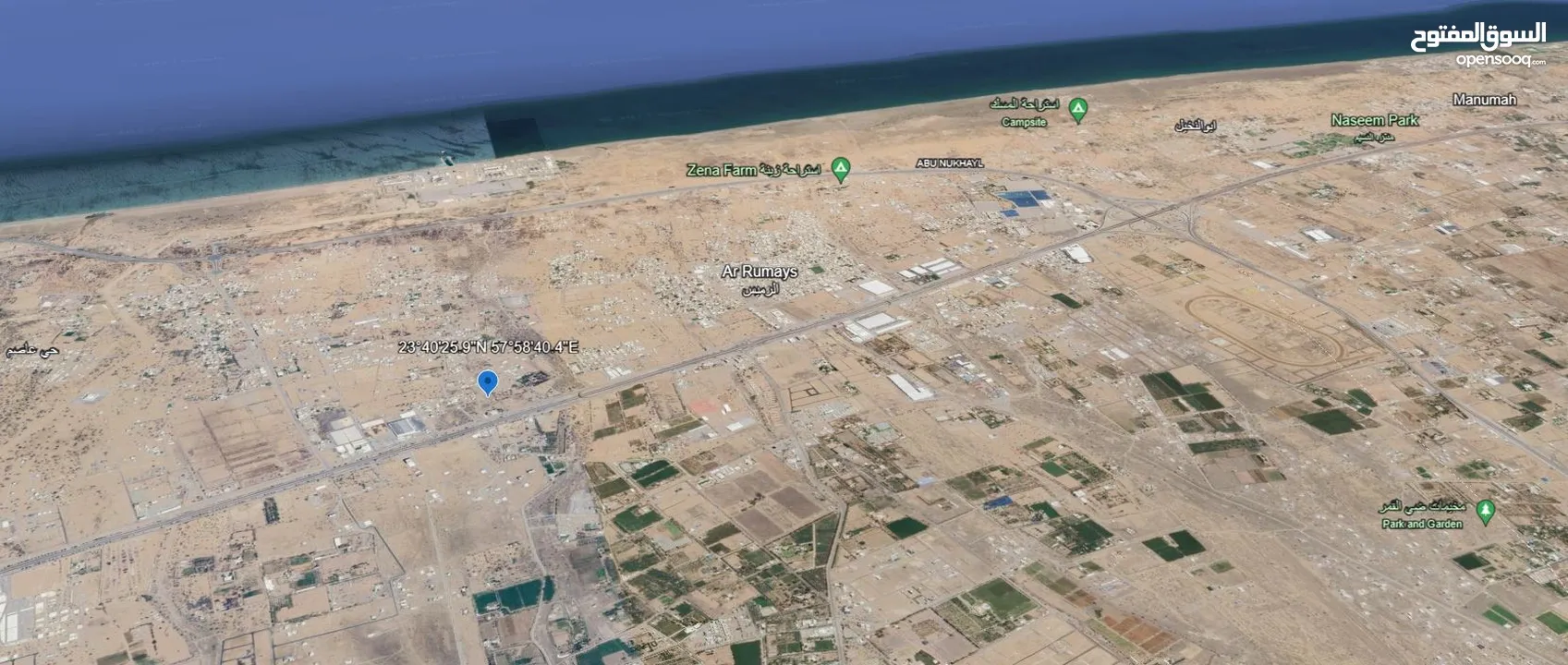 قطعة ارض بمساحة 1200 متر في ولاية بركاء مربع الرميس الخط الثاني من الشارع العام (مسقط - صحار)
