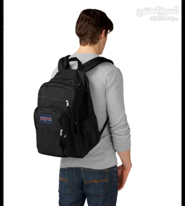 حقيبة ظهر JanSport Big Student باللون الأسود - تصميم واسع ومنظم.   JanSport Big Student Backpack