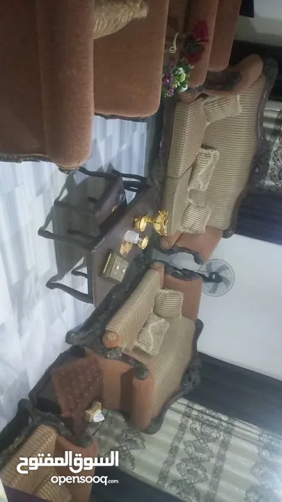 طقم كنب خشب قوي وثقيل تسع مقاعد