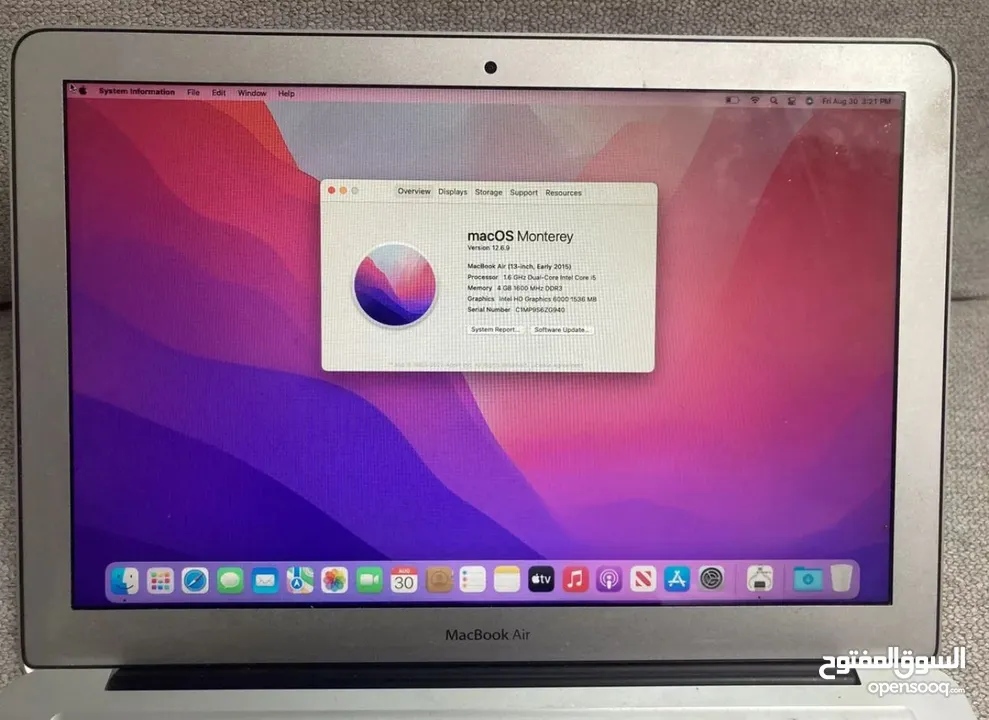 Apple MacBook Air 2015 Intel Core i5-5250U 1.6GHz 4GB RAM 128 SSD 13" Screen