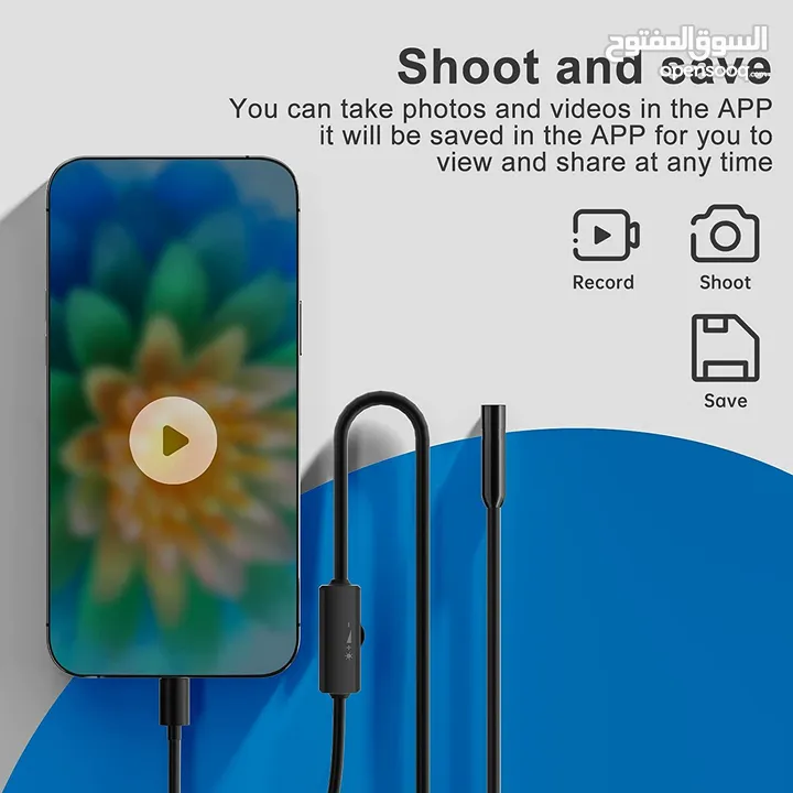 Endoscope Camera for iPhone (5M) كاميرا موبايل ايفون للاماكن الصعب الوصول اليها طول 5 متر 