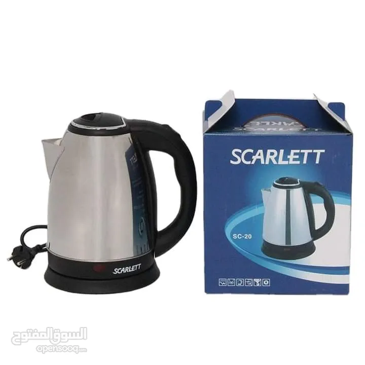 سخان غلاية ماء ستيل كهرباء SCARLETT غلايه  الماء مع قاعده تسخين سخانه مياه كهرباء سريعه ستيل