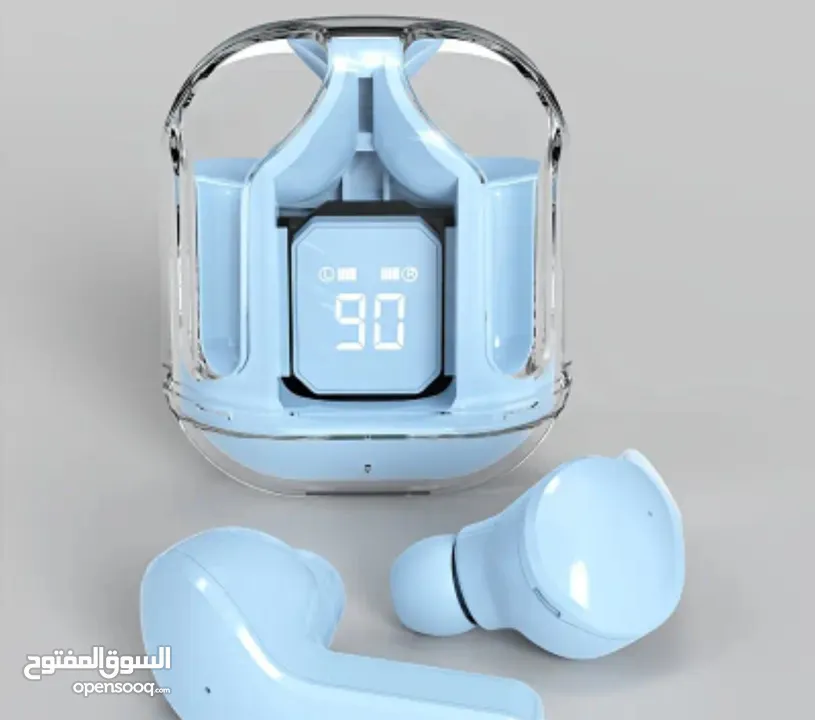 1 زوج من سماعات الأذن اللاسلكية مع شاشة رقمية LED - بطارية ليثيوم قابلة لإعادة الشحن، تصميم داخل الأ