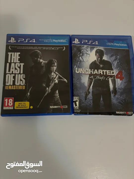 the last of us and uncharted 4 in very good condition for just 90 AED