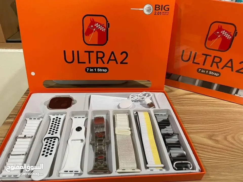 ساعة وحدة... و7 إطلالات! عرض جديد ولا أروع!  ساعة ذكية( ULTRA 2( 7 in 1 strap