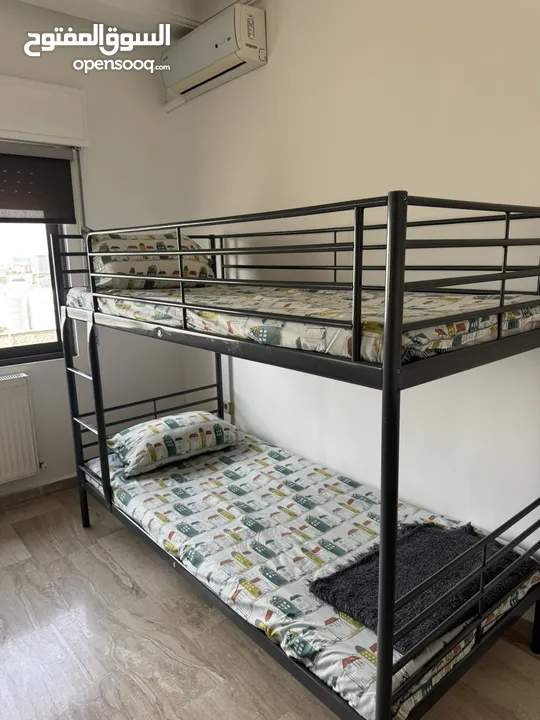 Bunk bed frame and mattresses