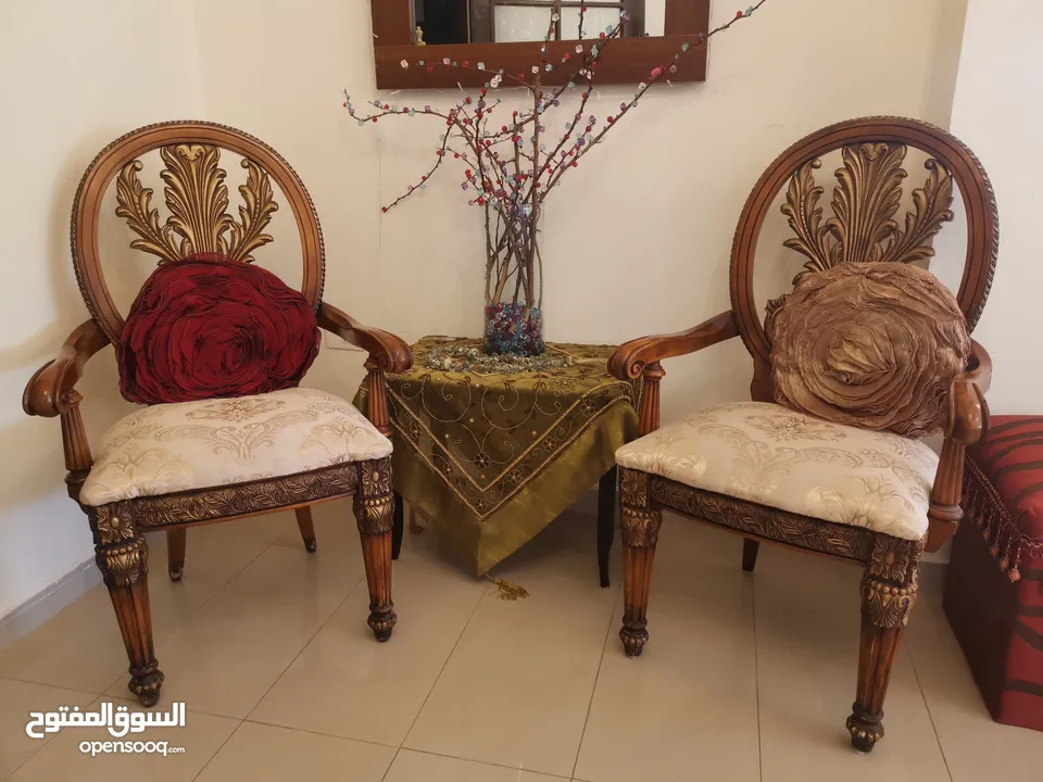 غرفة سفرة خشب زان و غرفة ضيوف