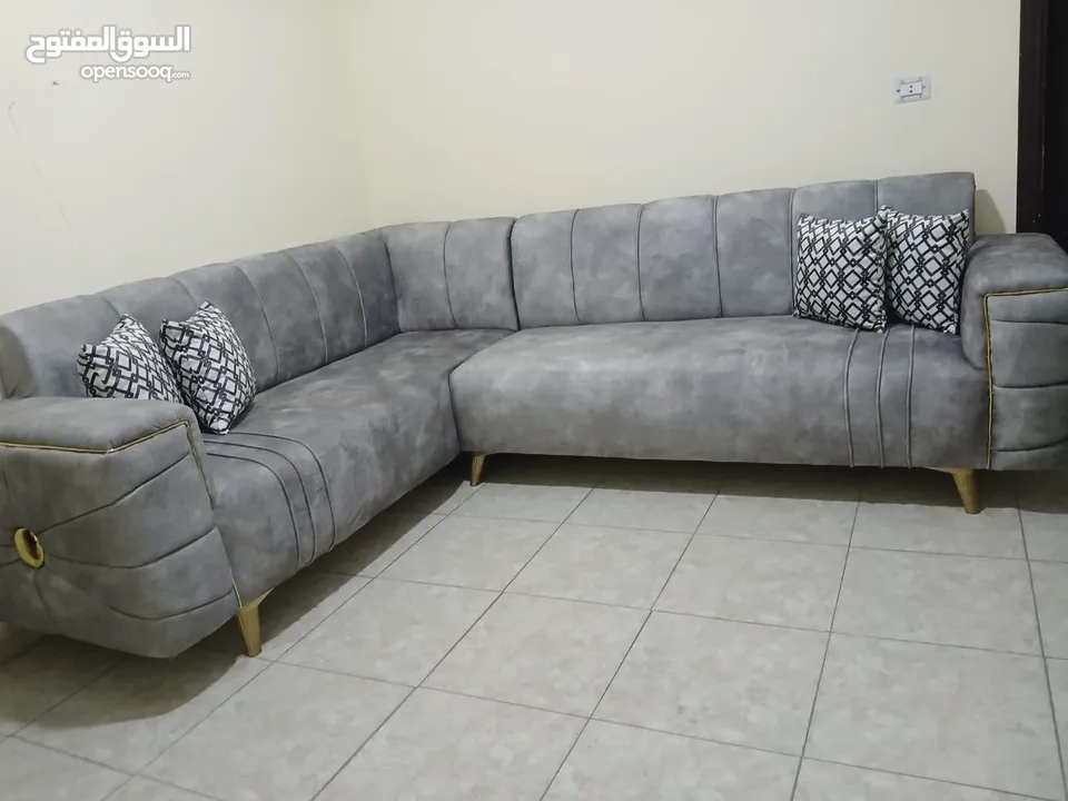 طقم كورنر Spider تفصيل خشب لاتيه وسويد