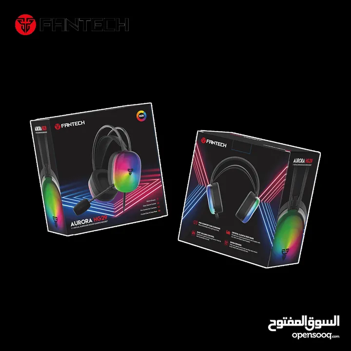 FANTECH AURORA HG29 7.1 SURROUND SOUND GAMING HEADSET فانتيك ار جي بي رائعة بتقنية صوتية ممتازة