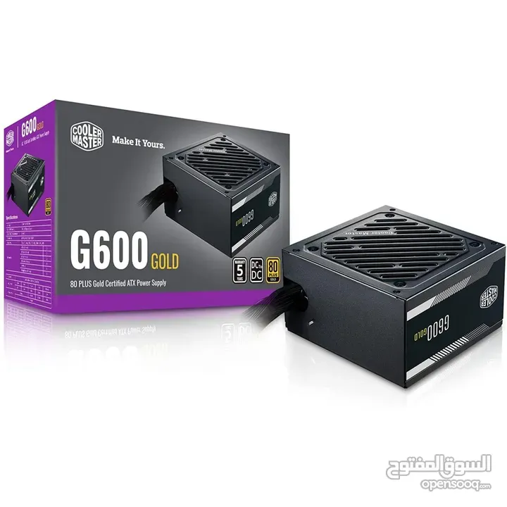 باور سبلاي كولر ماستر لأجهزة الجيمنج 600 واط حقيقي COOLERMASTER 600W 80+ GOLD GAMING POWER SUPPLY