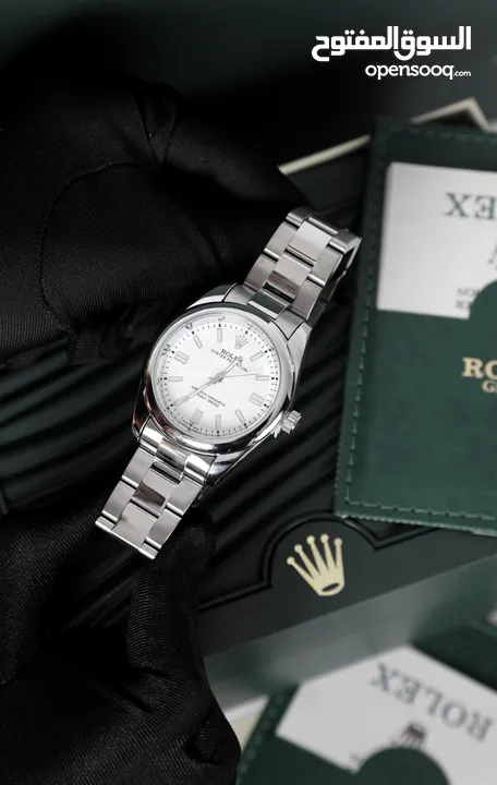 ساعات Rolex ستيل + جلد مع بكج رولكس لساعة وبطاقة كفالة لمدة سنة كاملة من تاريخ الاستلام  تواصل واتس