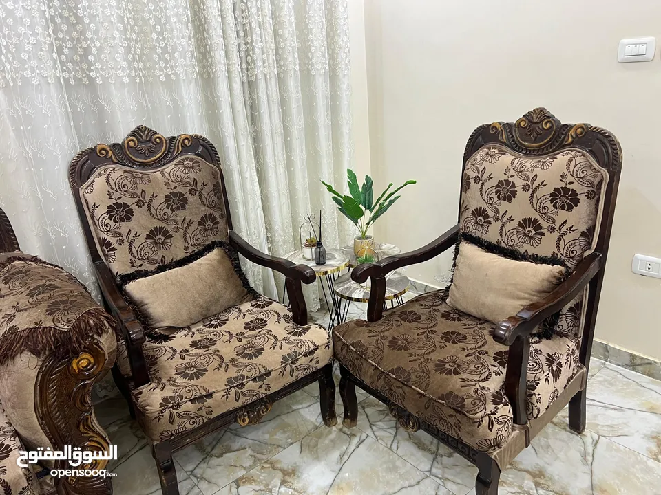 طقم كنب 7 مقاعد خشب زان مستعمل