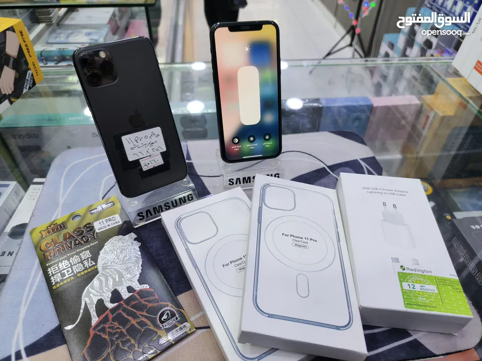تفاح وصل iphone 11 pro جيجا 256 مغير فقط شاشة اصلية معه بكج هدية متوفر توصيل