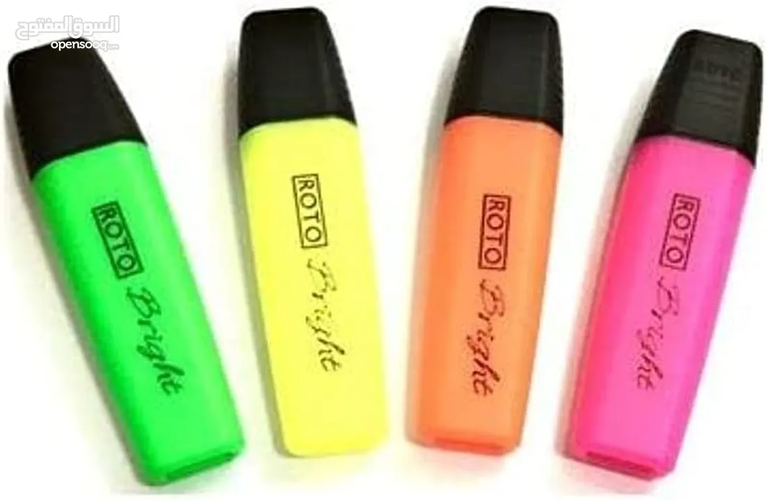 Roto bright text highlighter set of 4 markers 2-6mm - multicolor اقلام روتو