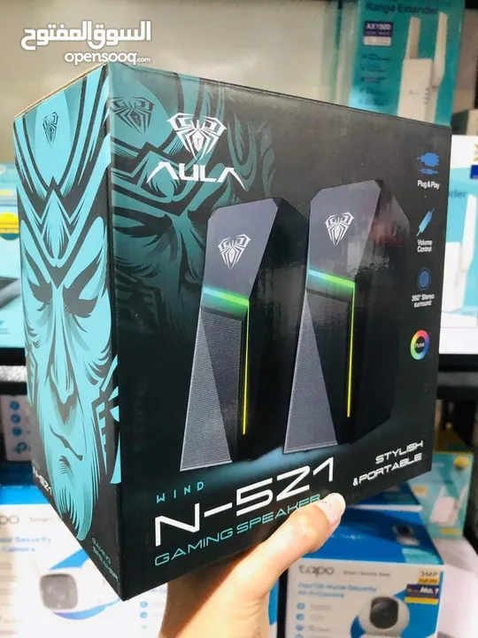 سماعات كمبيوتر جيمنغ  مضيئة مميزة  Aula Speaker N-521 Gaming RGB Lights OG