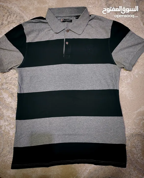 Polo Shirt - Slim Fit XL (Black & Grey Stripes)