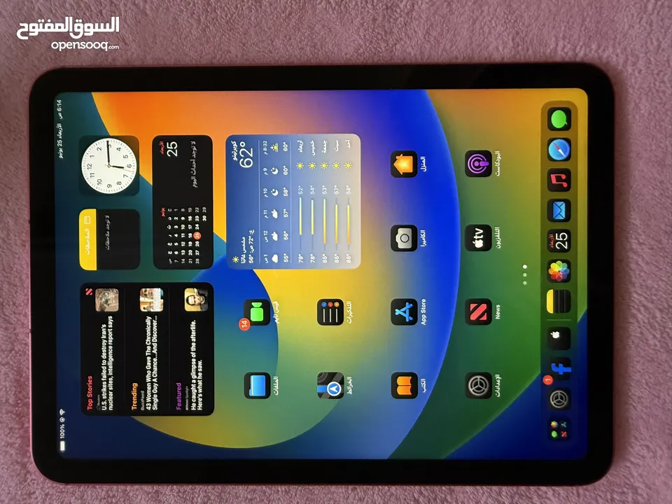 سعر حرق I pad 10   مشحون 12 مرة فقط بطارية 100%