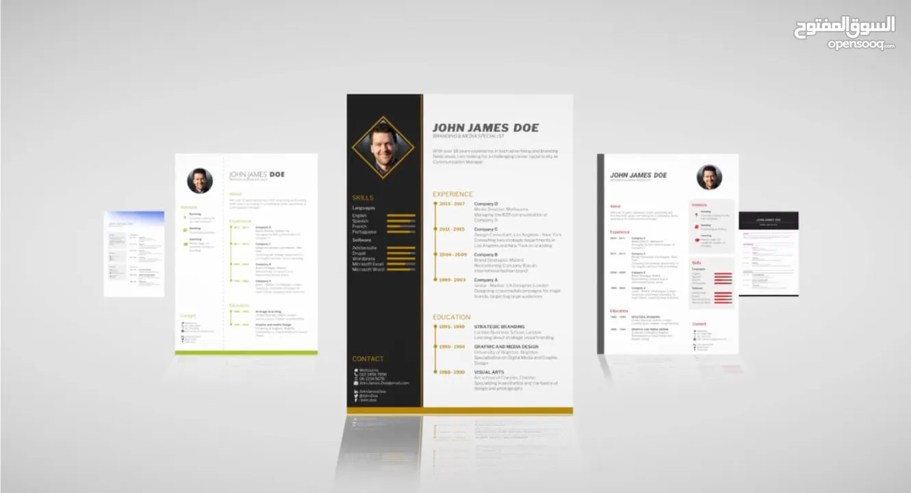 انشاء cv احترافي من قبل مختصين و تصميمات مختلفة, مع إمكانية التعديل واختيار التصميم المناسب