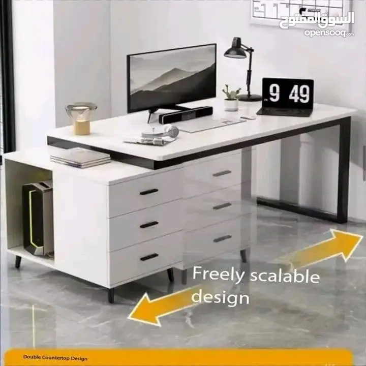 مكتب ابيض مع ادراج قابل للتمدد ha-32