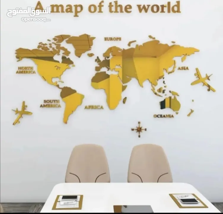 خريطة العالم خشبي او اكرليك لمكاتب السفريات و المدارس و المنازل