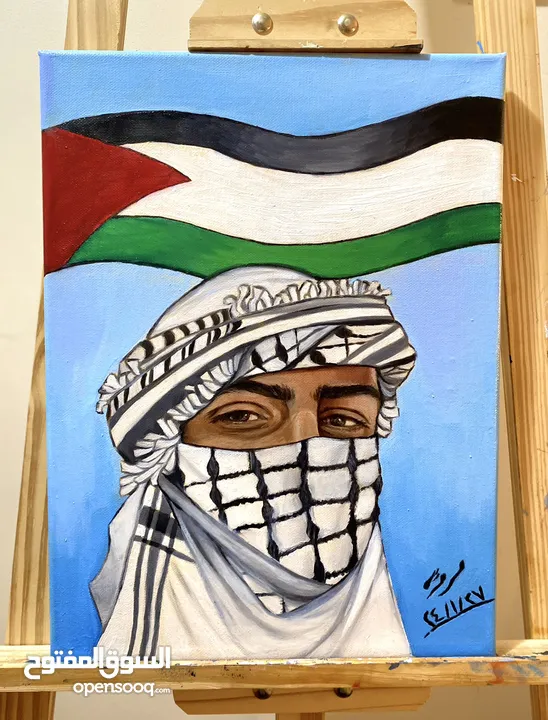 لوحة فنية تعبر عن الشخصية الفلسطينية