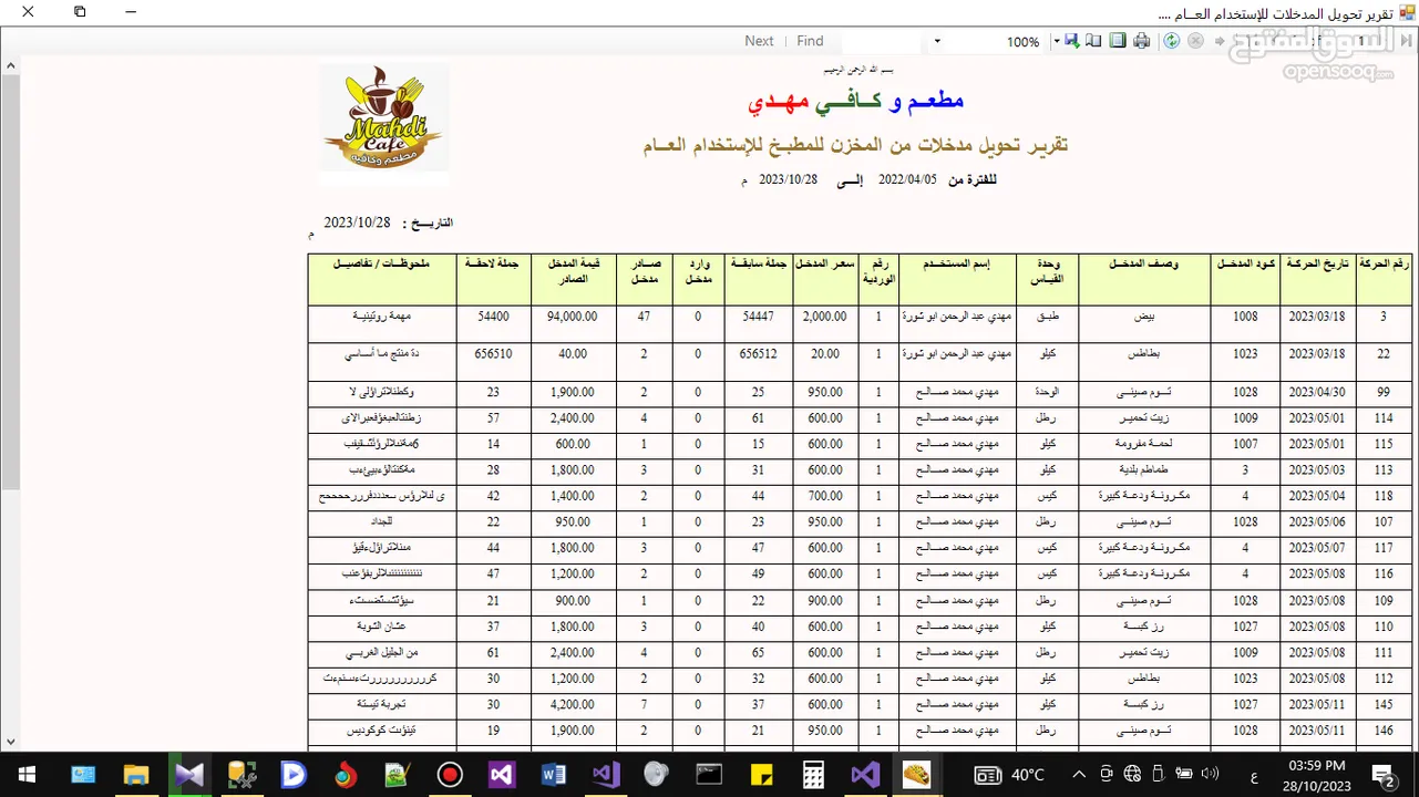 تطبيق لإدارة الخدمات في الكافتيريا والمطاعم