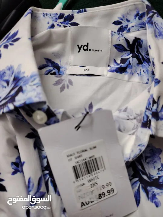 Yd. Designer Maui White & Blue Floral Shirt