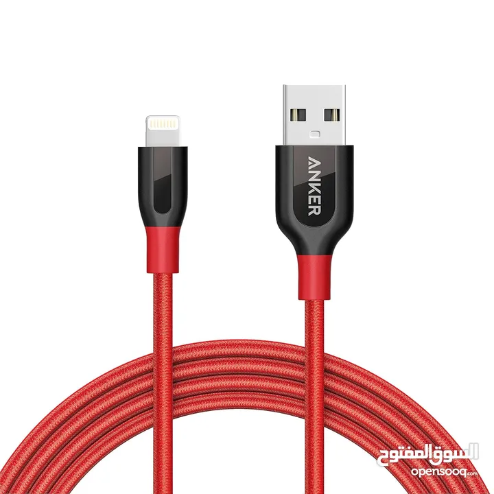 Anker Powerline+ 0.9 M   USB C إلى USB C كابل الشحن (لون احمر) مع حقيبة الحمل المبتكرة