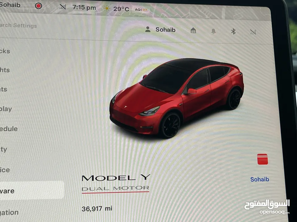 تيسلا Y 2022 performance لون خمري مميزة داخلي ابيض الاداء العالي دفع رباعي وبسعر مغري جداً جمرك جديد