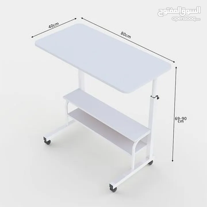 طاولة لابتوب بعجلات بارتفاع قابل لتعديل  القياس 40*80*90سم