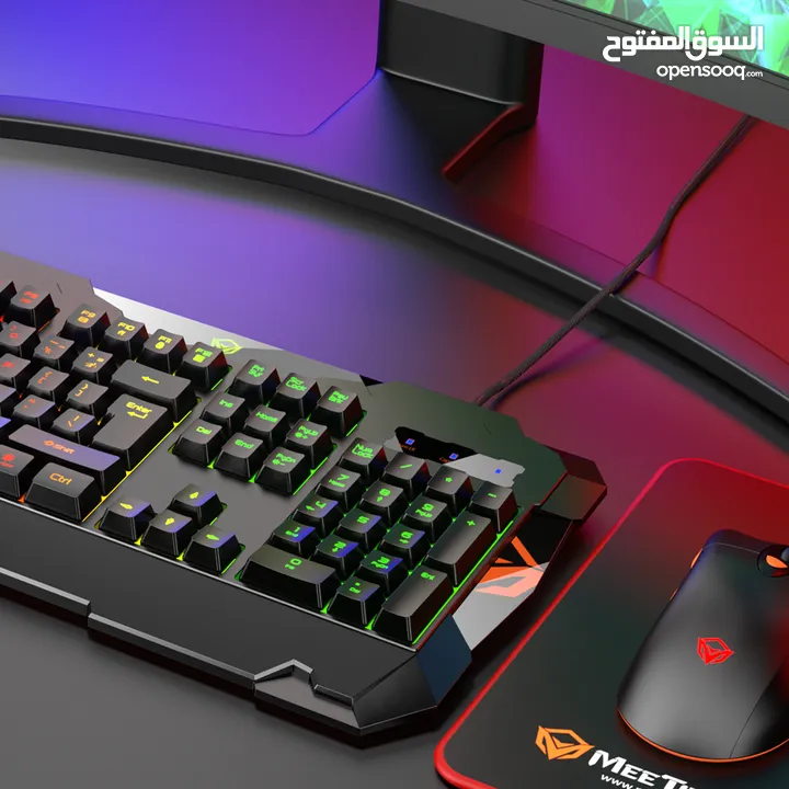 MEETION C505 GAMING 4 IN 1 KIT KEYBOARD MOUSE HEADPHONE AND MOUSE PAD-كيبورد وماوس سلكي قيمينق مضيء