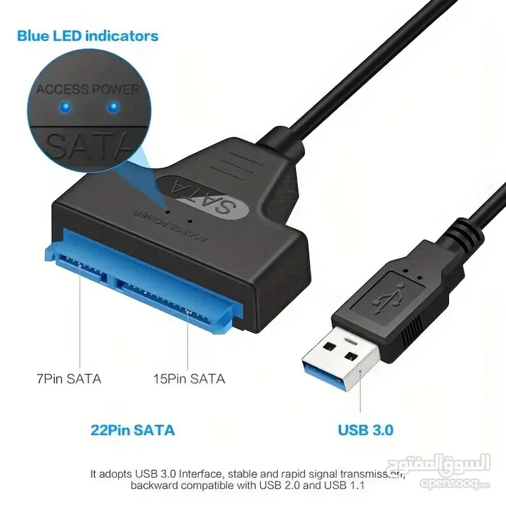 كيبل SATA إلى USB، محول محرك الأقراص الصلبة USB 3.0 إلى SATA 3.0 متوافق مع محرك الأقراص الصلبة وSSD