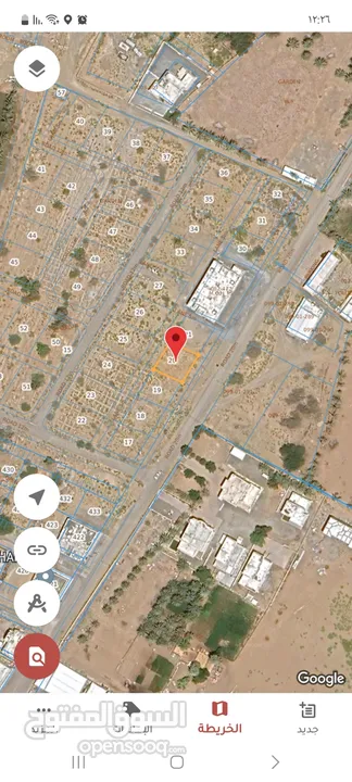 للبيع أرضين شبك سكني تجاري في بركاء - أبو محار تبعد عن الشارع العام 400 متر فقط